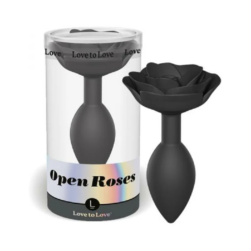 anal toys with easy grip-Love To Love Open Roses Anal Plug Large Black Onyx