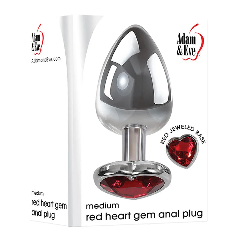 anal toys for discreet storage-Adam & Eve Red Heart Gen Anal Plug - Medium