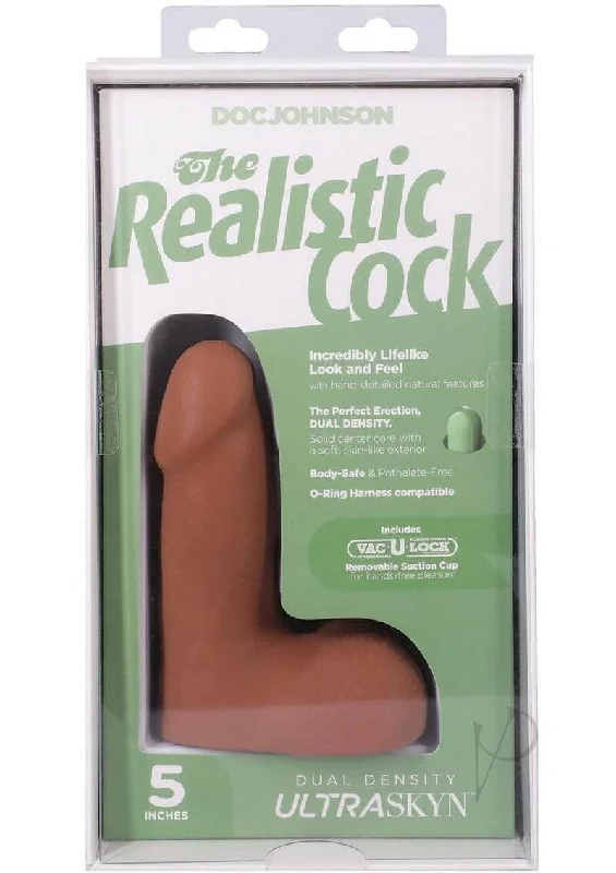 dildo safety protocols-The Realistic Cock 5 Inches ULTRASKYN Vac-U-Lock Dildo with Balls – Caramel