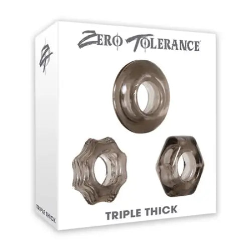 cock ring beginner tips reviews-Zero Tolerance Triple Thick 3-Piece Cockring Set Smoke