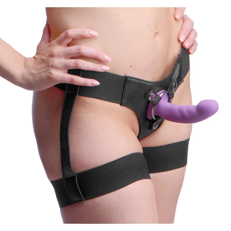 dildo ergonomic benefits-Bardot Garter Belt Strap On Harness with Silicone G-Spot Dildo