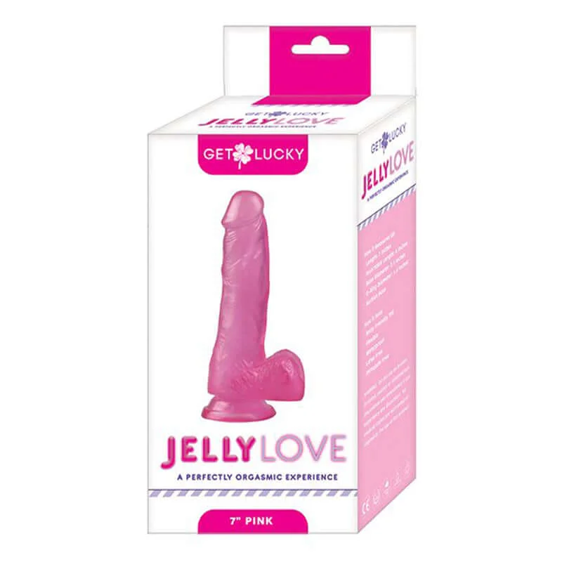 dildo testimonial tutorials-Shibari Get Lucky 7-Inch Jelly Love Dildo - Pink | Realistic Feel, Suction Cup Base