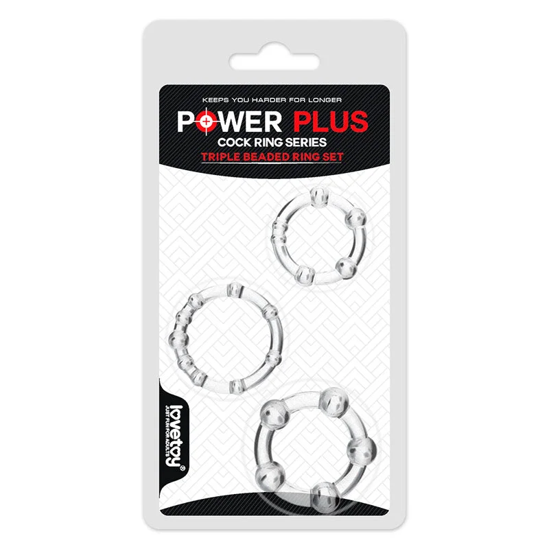 cock ring medical hacks-Power Plus Triple Beaded Cock Ring Set