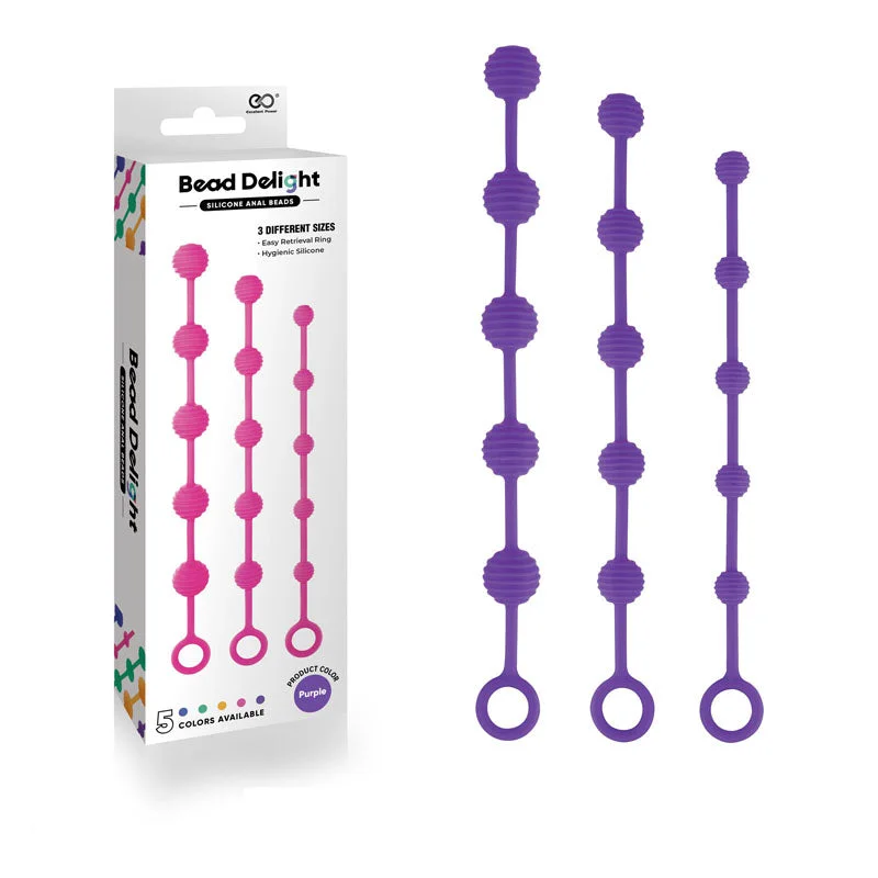 anal toys with soft tip-Bead Delight Silicone Anal Beads -  -  Anal Beads - Set of 3 Sizes