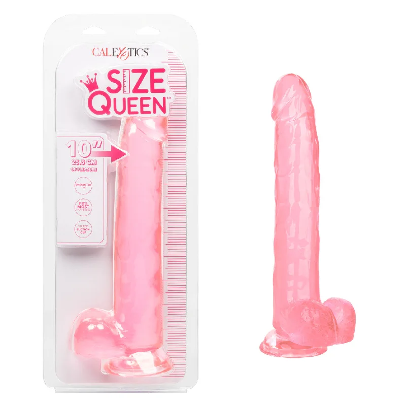 dildo durability ratings-Calexotics SIZE QUEEN Flexible Dildo with Suction Cup 10 inch Pink