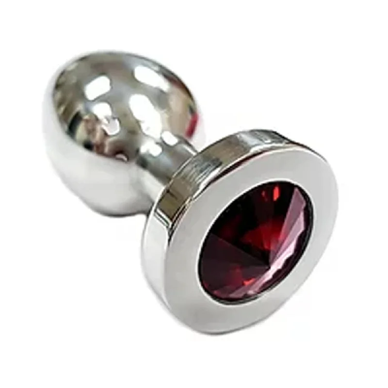 anal toys with lube compatibility-Rouge Stainless Steel Anal Plug Faux Gem End