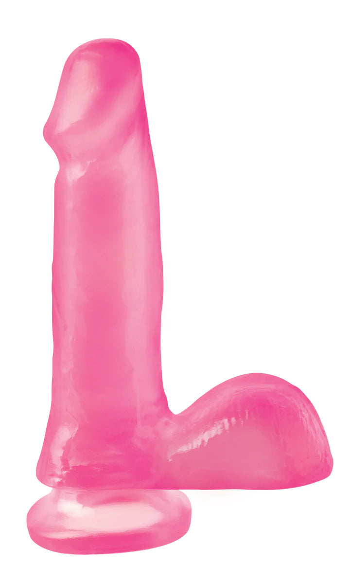 dildo aesthetic ratings-Pipedream Basix Rubber Works 6 inch Realistic Dildo with Balls and Suction Cup Mount Base Pink