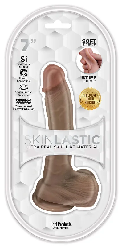 dildo length manuals-Skinsations Skinlastic Sliding Skin 7" Dildo with Suction Base - Realistic Vanilla Beige Dildo