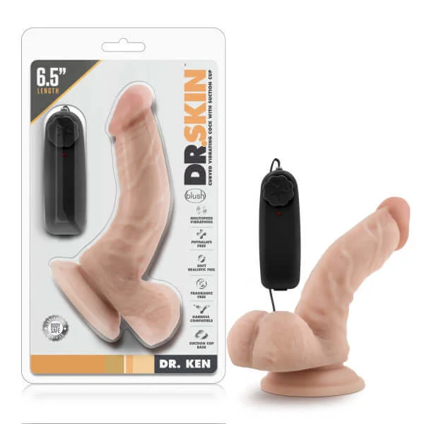 dildo subscription accessories-Dr. Skin Dr. Ken 6.5-Inch Vibrating Dildo with Suction Cup