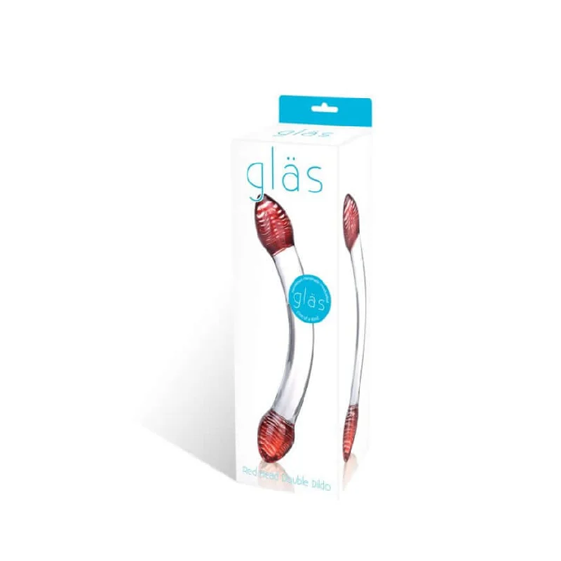 dildo performance tools-Glas Red Head Double Dildo Glass - A Sensual Work of Art for Couples