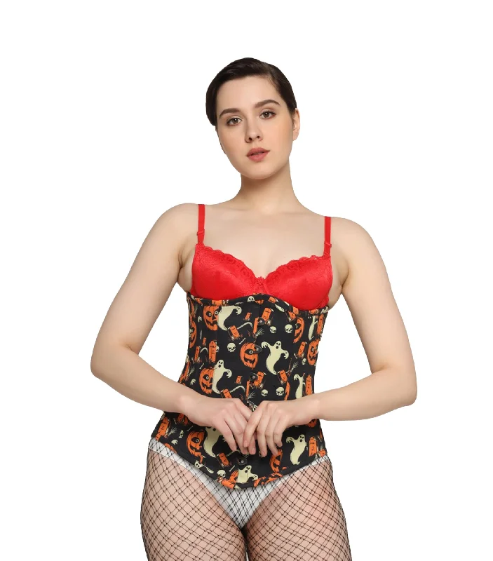 Corset with lace-up sides-Houndstooth printed waist reducing longlined underbust corset