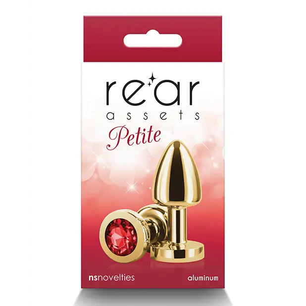 anal toys with curved shape-Rear Assets Petite Metal Anal Plug Gold/Red