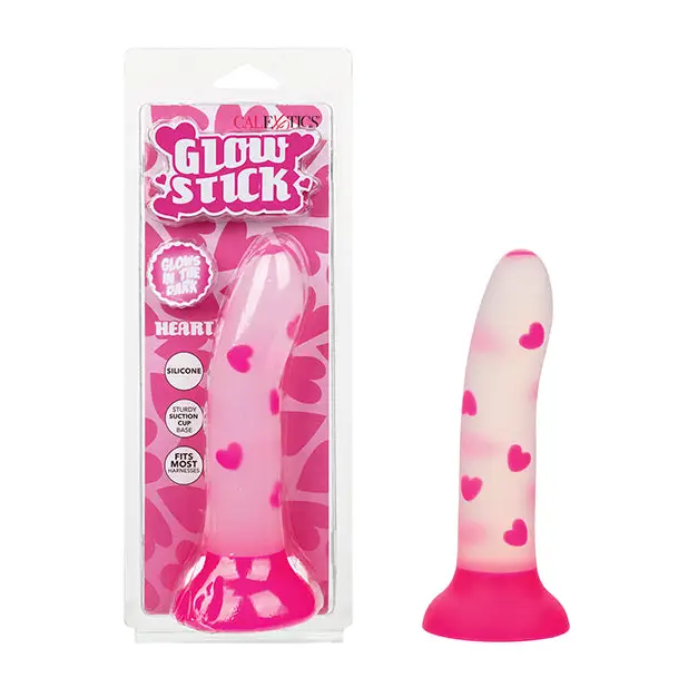 dildo battery tutorials-Glow Stick Heart Suction Cup Glow-in-the-Dark Dildo - Pink