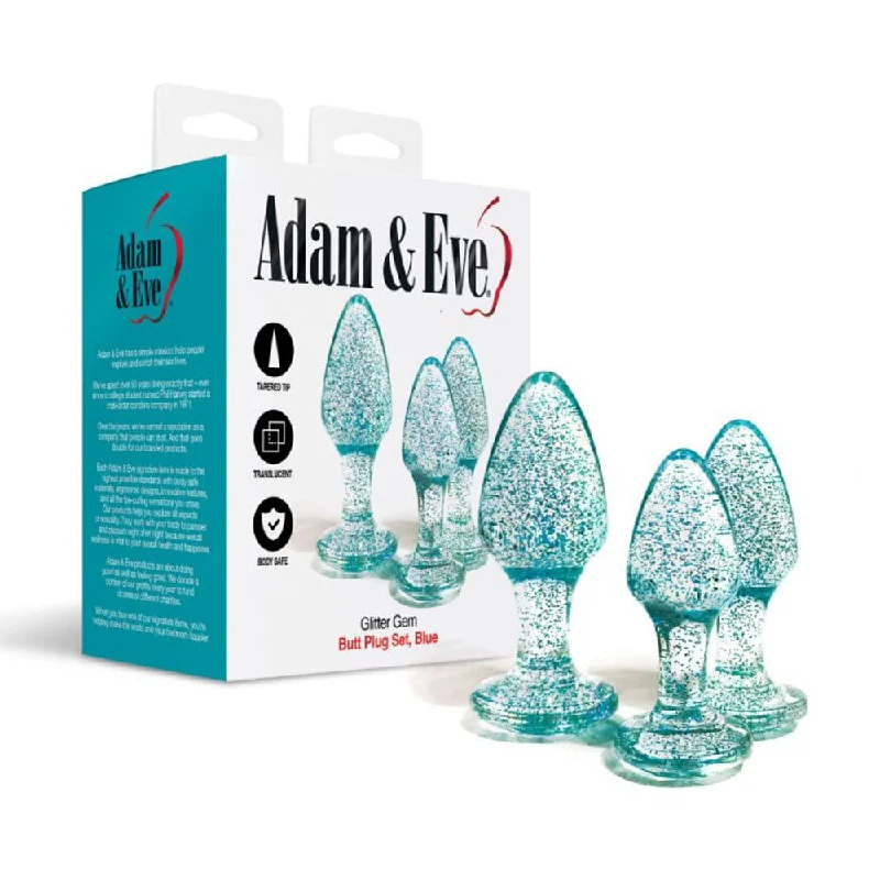 anal toys with long texture-Adam & Eve Glitter Gem 3-Piece Butt Plug Set -