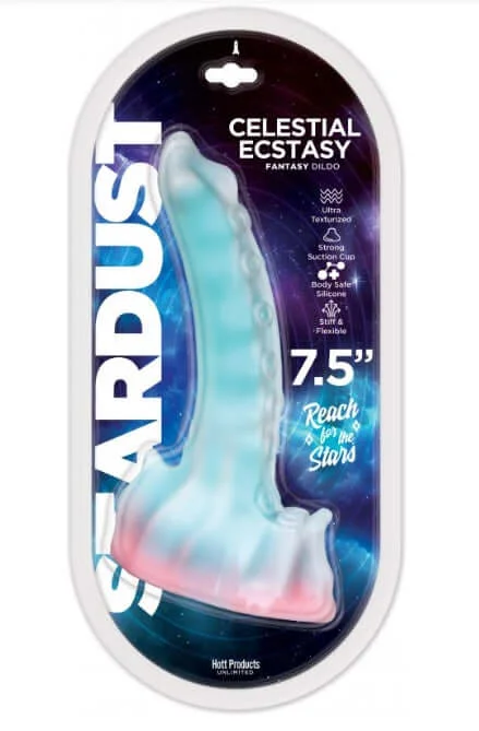 dildo waterproof feedback-Stardust Celestial Ecstasy 7.5" Silicone Dildo - Texturized Suction Base Dildo by Hott Products