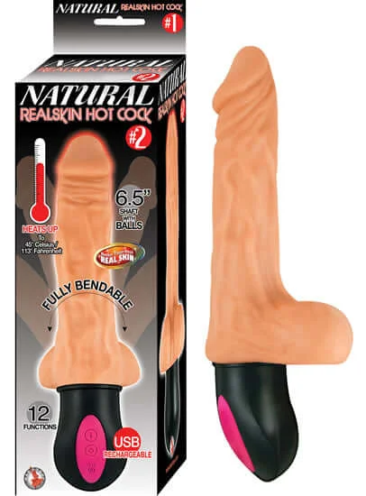 dildo length tutorials-Natural Realskin Hot Cock #2 6.5 inches Beige Vibrating Dildo