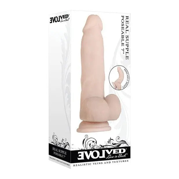 dildo size tutorials-Evolved Real Supple Poseable 7" TPE Rubber Dildo with Suction Cup Base