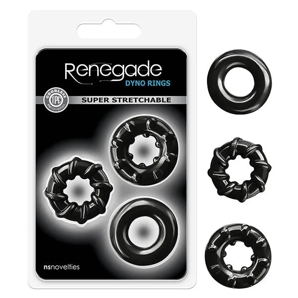 cock ring care benefits-Renegade Black Dyno Cock Rings