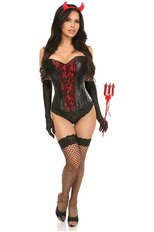 Orange silk corset-Lavish 4 PC Gothic Devil Corset Costume