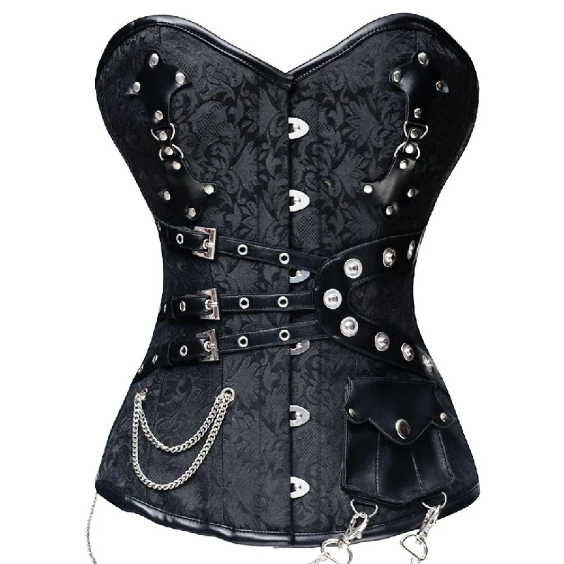 Corset for figure enhancement-Stefania Overbust Steel Boned Gothic Corset