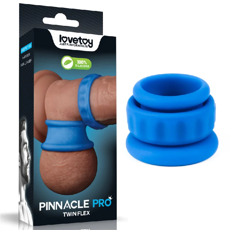 cock ring size benefits solutions-Pinnacle Pro Twin Flex - Blue Cock & Balls Rings