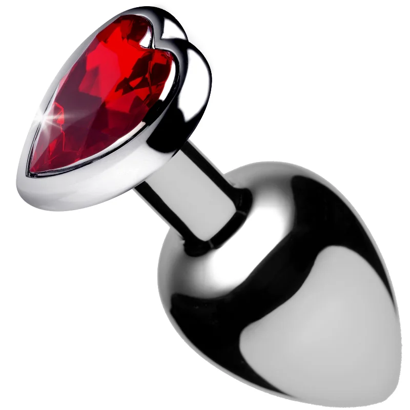 anal toys with quiet motor-Red Heart Gem Anal Plug- Medium