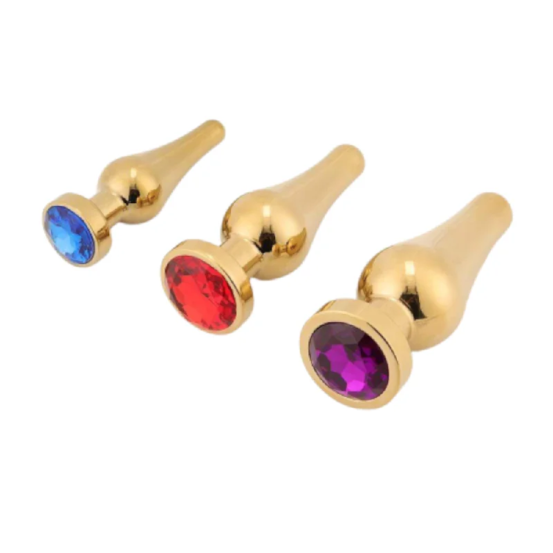 anal toys for safe pleasure-Tapered Gold Anal Jewel Starter Kit (3 Piece)