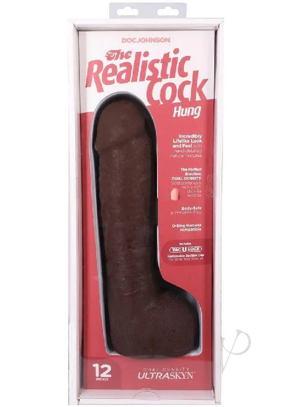 dildo brand benefits-The Realistic Cock Hung 12" ULTRASKYN Vac-U-Lock Dildo Chocolate – Dual Density Design