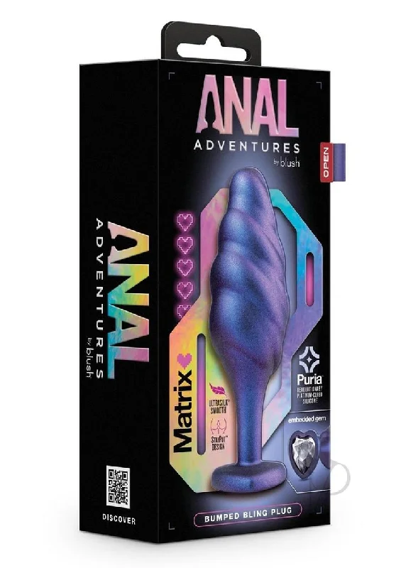 anal toys with slim profile-Anal Adv Matrix Bumped Bling Plug Sapphi