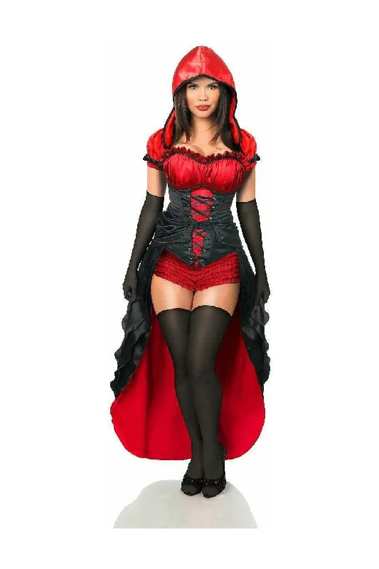 Corset for short torso-Top Drawer 5 PC Red Hot Riding Hood Corset Costume