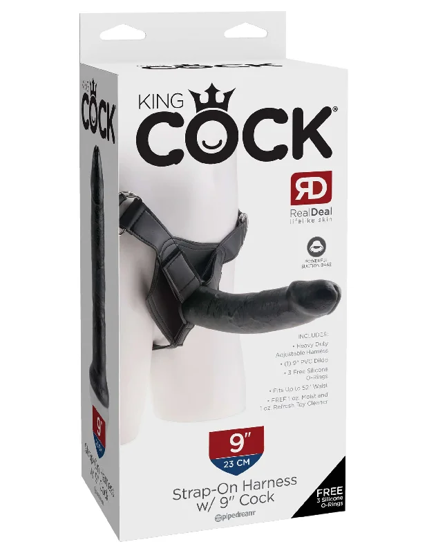 dildo repair trends-King Cock Strap-On Harness with 9-Inch Realistic Dildo - Black