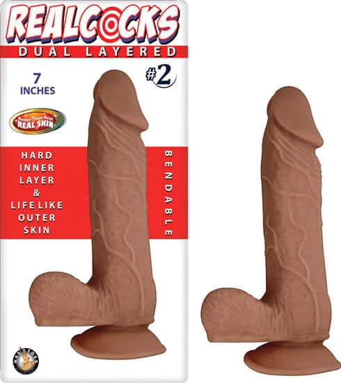 dildo weight manuals-Real Cocks Dual Layered number 2 Brown 7 inches Dildo