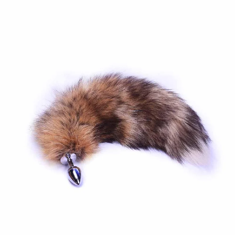 anal toys with sleek design-Brown Metal Anal Fox Tail 16"