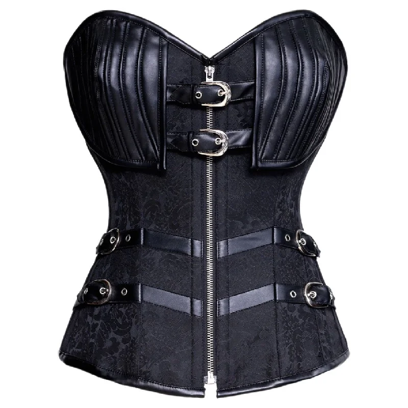 Corset with adjustable straps-Salina Gothic Authentic Steel Boned Overbust Corset