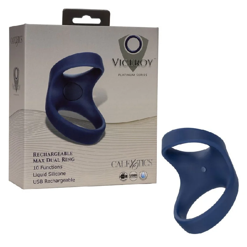 cock ring discreet tips-Viceroy Silicone Rechargeable Max Dual Vibrating Cock Ring Blue