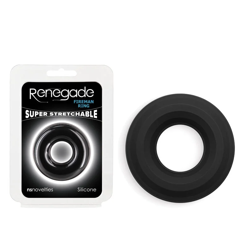 cock ring design trends-Renegade Fireman Ring - Medium - Black - Black Medium Cock Ring