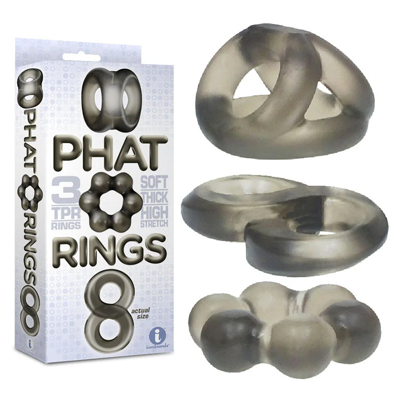 cock ring flexible fit-The 9's Phat Rings - Smoke Cock Rings - Set of 3