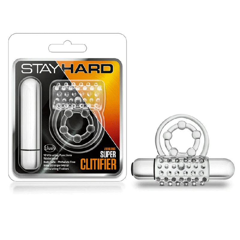 cock ring durability tips guide-Stay Hard Vibrating Super Clitifier Clear Cock Ring With Bullet by Blush Novelties