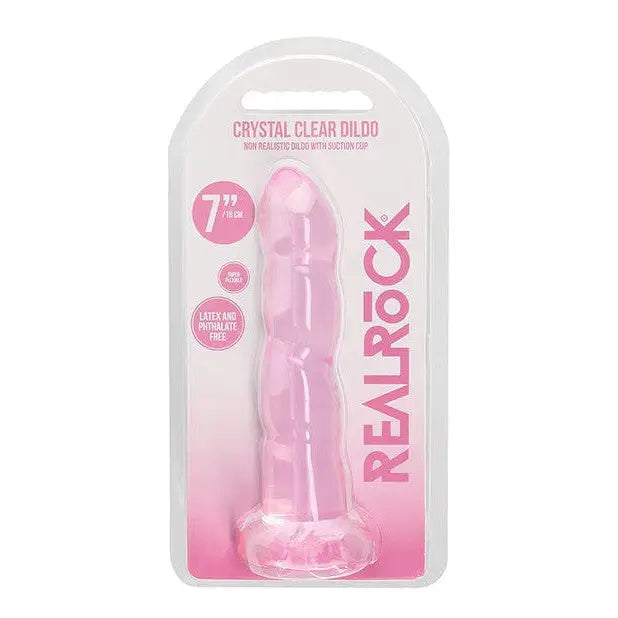 dildo fantasy tutorials-Shots Realrock Crystal Clear Non Realistic 7" Dildo  - Pink