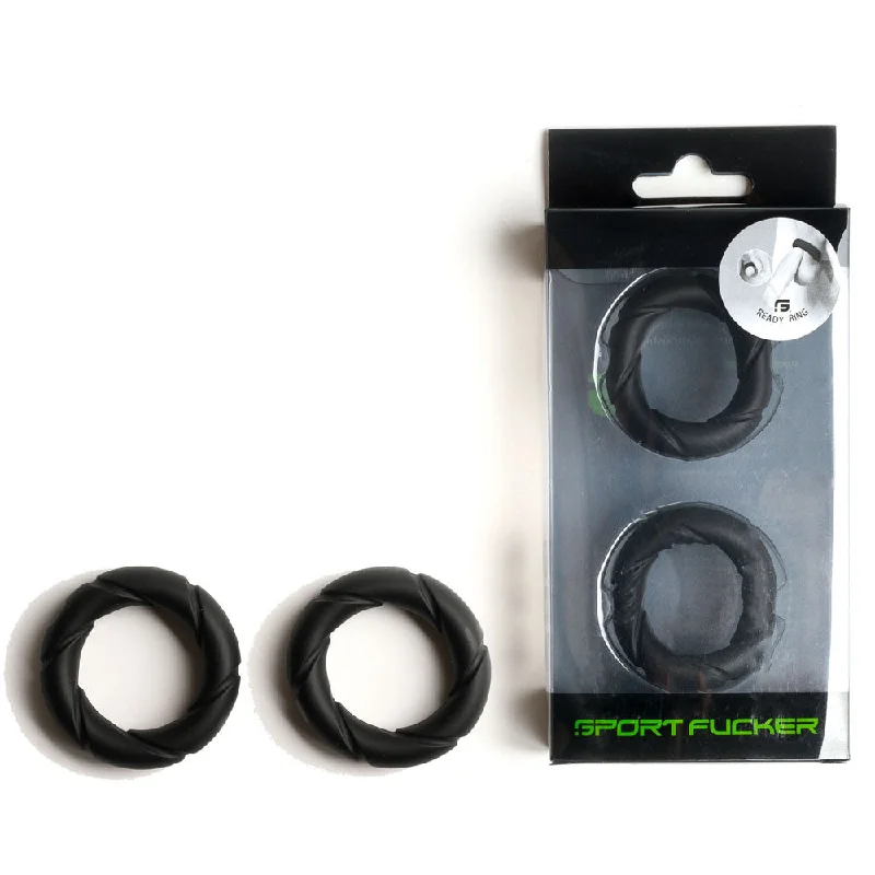 cock ring expert reviews-Sport Fucker Ready Black Cock Ring Set of 2