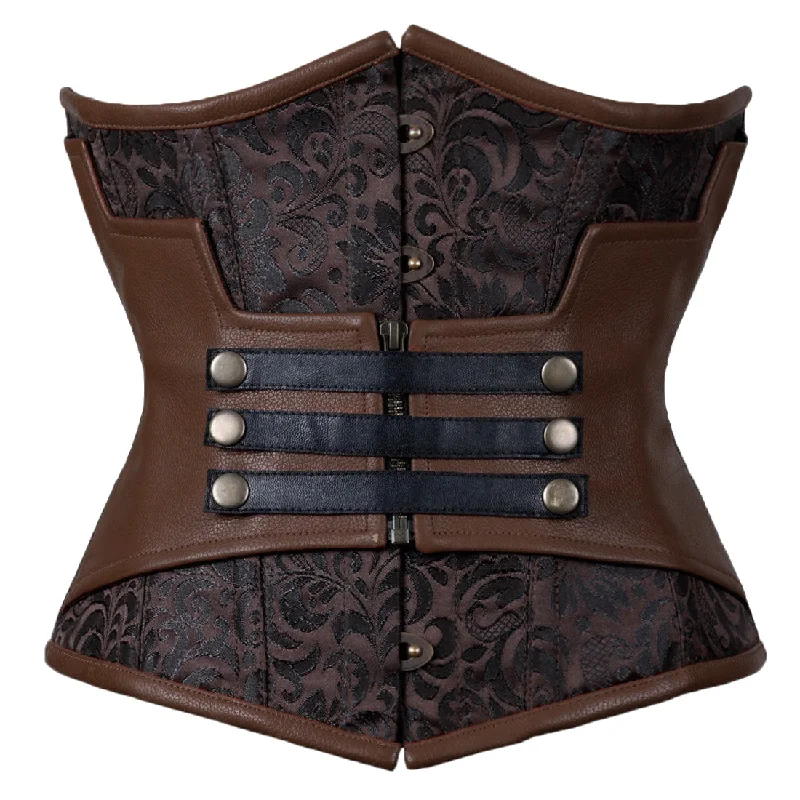 Corset with front clasps-Nashwa Steampunk Authentic Steel Boned Underbust Corset