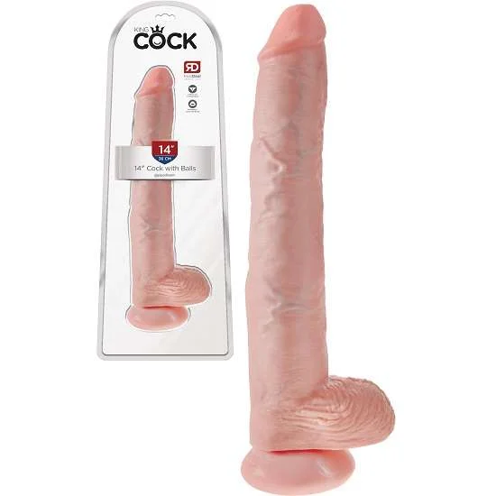 dildo innovative manuals-Pipedream King Cock Gigantic Realistic Dildo with Balls and Suction Cup Mount Base 14 inch Flesh