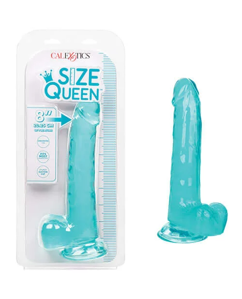 dildo beginner tutorials-Size Queen 8 inches Blue Realistic Dildo