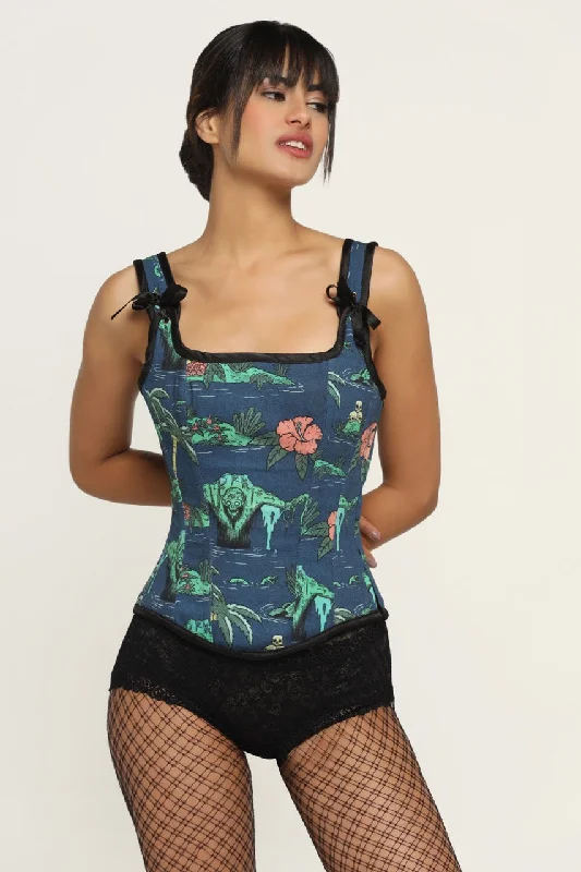 Corset with silk trim-Monster Flower Overbust corset