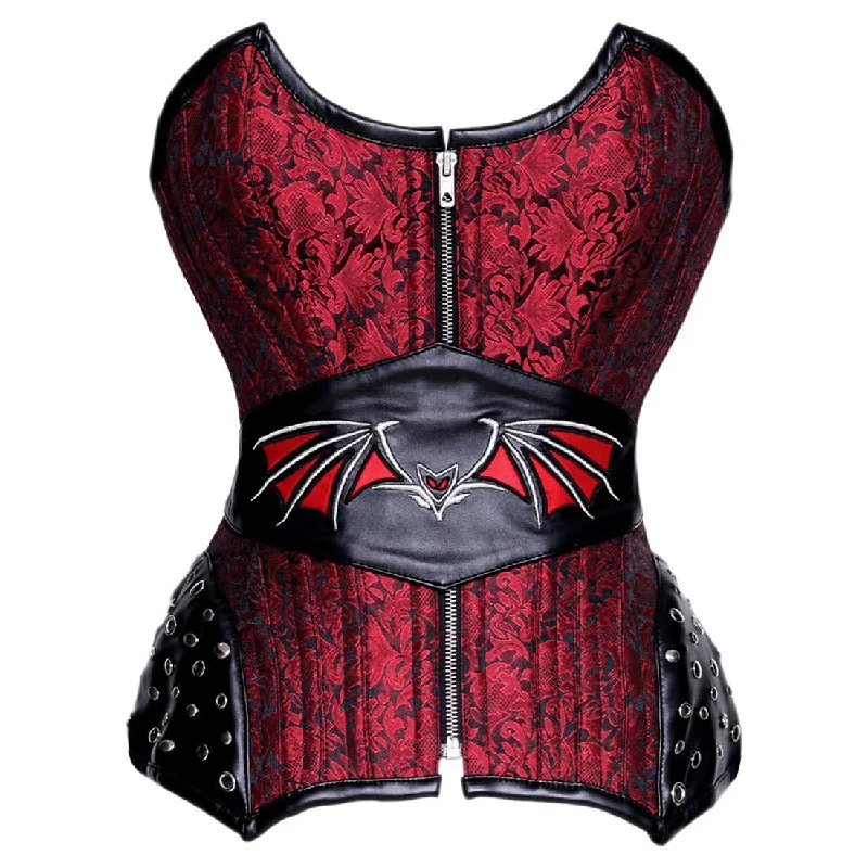 Corset with mesh panels-Taonga Gothic Authentic Steel Boned Overbust Corset