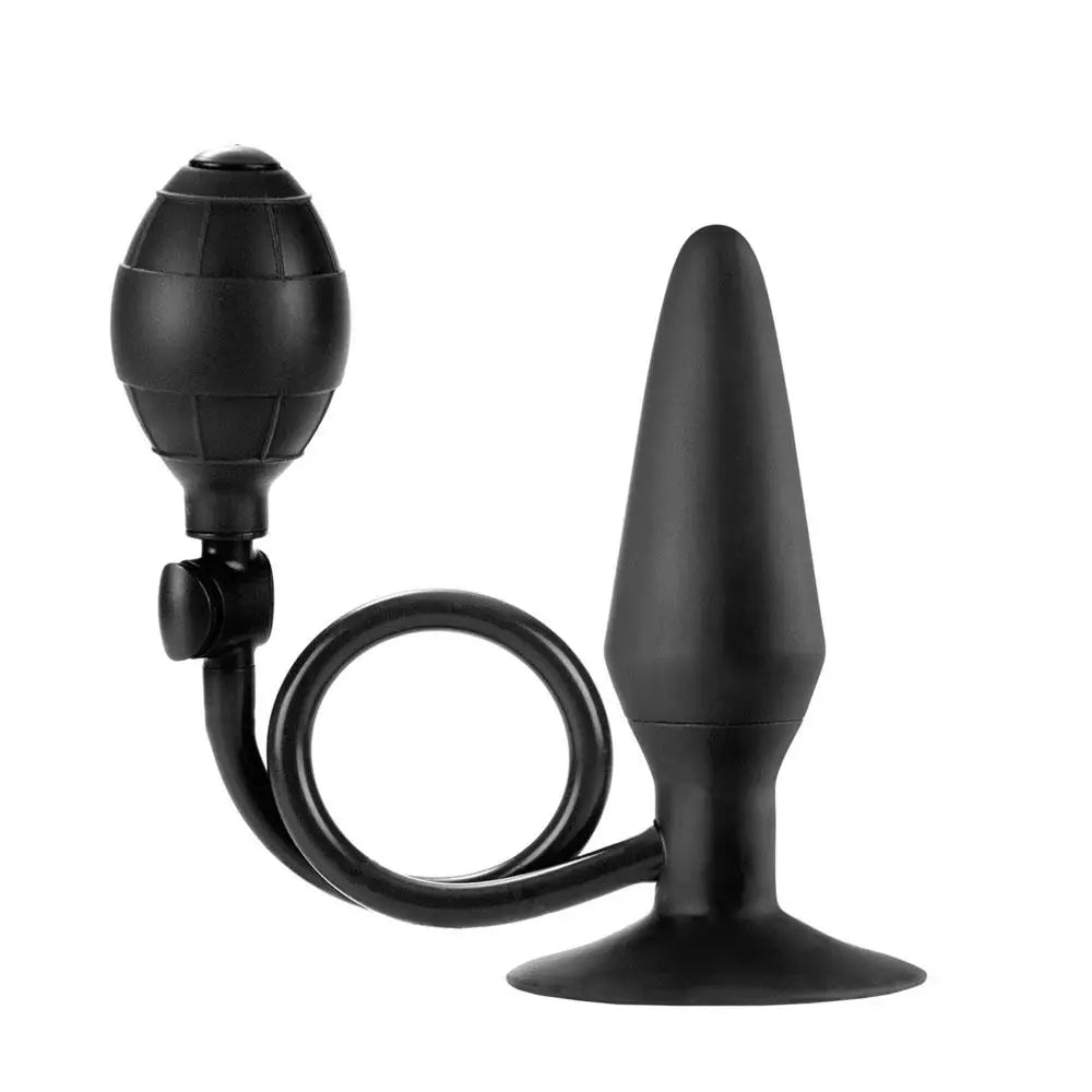 anal toys with textured surface-5-inch Large Black Inflatable Anal Butt Plug with Hand Pump