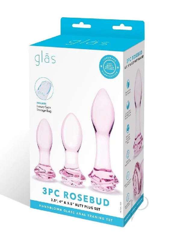 anal toys with firm tip-Rosebud Butt Plug Set 3pc Pink