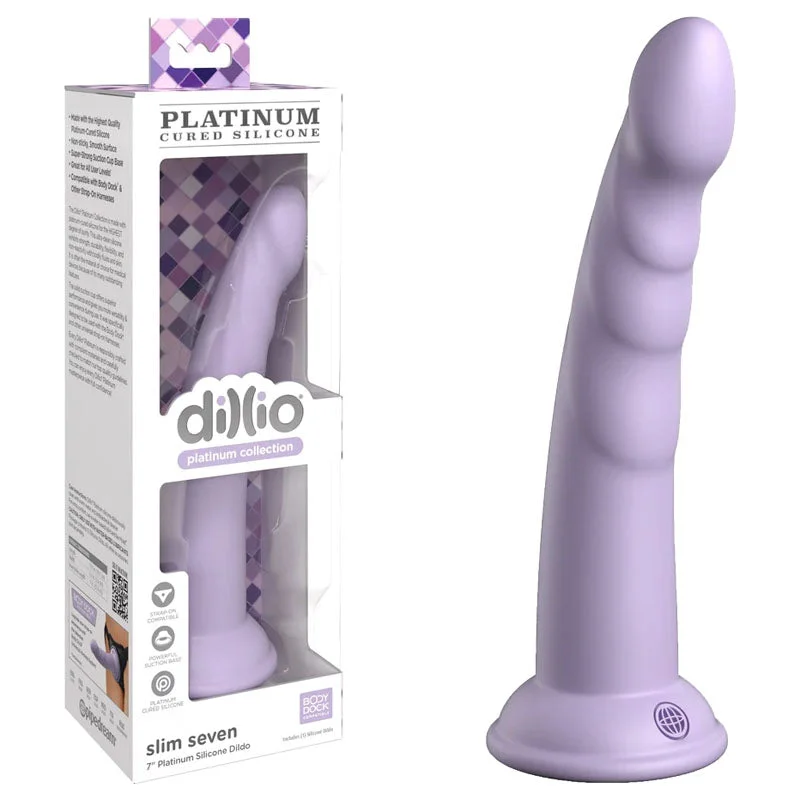 dildo charging feedback-Pipedream Dillio SLIM SEVEN 7 inch Platinum Silicone Dildo Purple