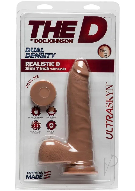 dildo girth testimonials-The D Realistic Slim 7-Inch Dildo with Balls - Dual Density Caramel Pleasure