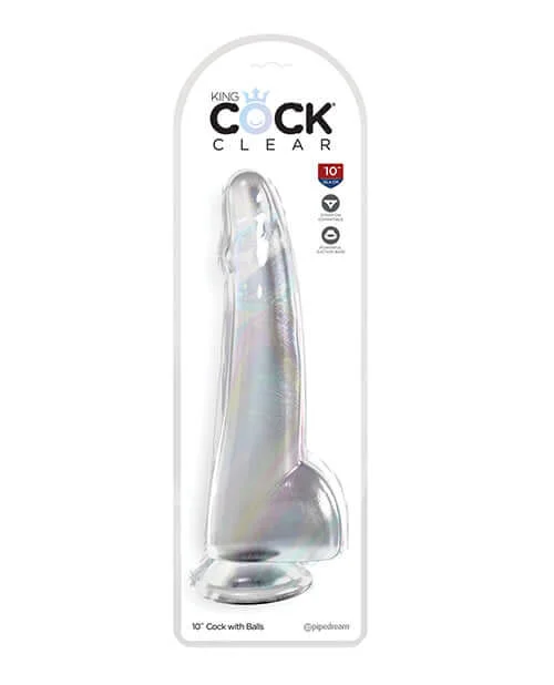 dildo expert insights-King Cock Clear 10-inch Dildo with Balls by Pipedream Products